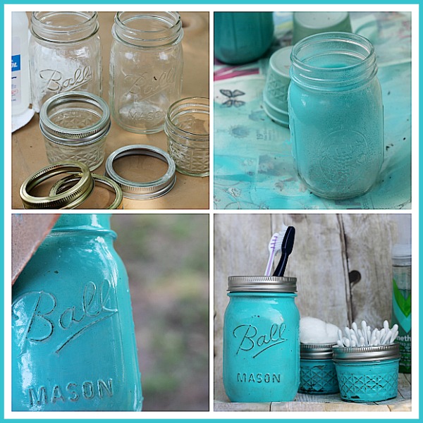 distressed glass painted mason jar