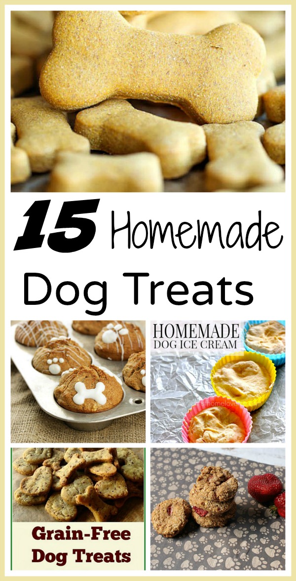 15 Homemade Dog Treats- Making DIY dog treats is easy, saves you money, and gives you peace of mind since you know exactly what your dog's eating! Check out these 15 delicious homemade dog treats you can make for your furry friend! | #DIY #dogs #homemade #dogTreatRecipes #ACultivatedNest