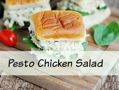 Easy Pesto Chicken Salad - This is a really nice change from your typical chicken salad! You can serve it on the bread of your choice or simply serve over a salad for a lighter meal.