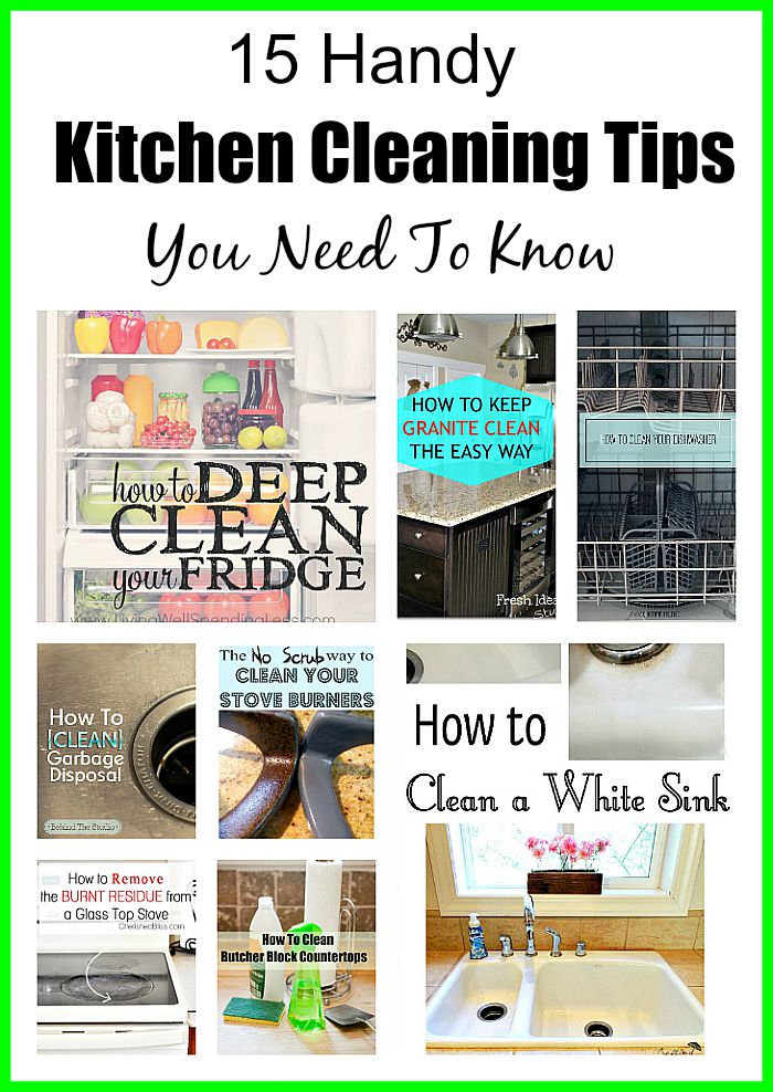 15 Handy Kitchen Cleaning Tips You Need To Know!! Lots of tips to help you clean even the most difficult areas of your kitchen!