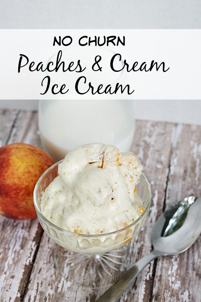 Homemade peaches and cream no churn ice cream! Peaches are in season right now but you can customize this ice cream recipe to any fruit that you like!