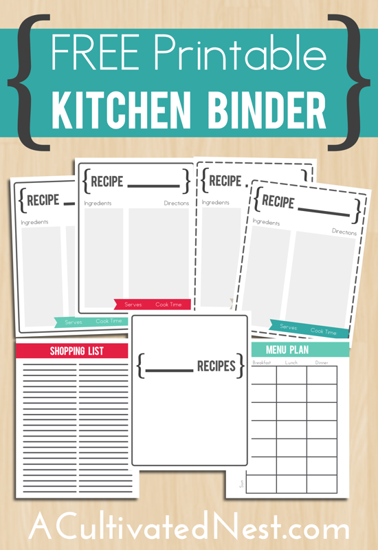 Free Printable Kitchen Binder 