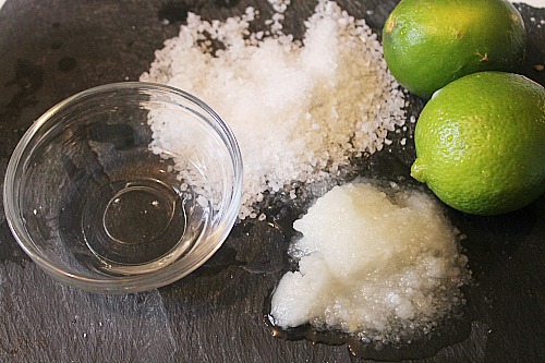 Ingredients for DIY Coconut Lime Salt Scrub