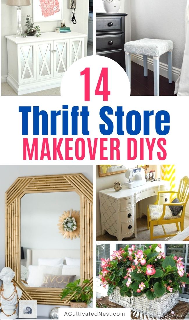 14 Inspiring Thrift Store Makeover Ideas- These beautiful thrift store makeover ideas are a wonderful way to update your home's decor on a budget! | #thriftStoreDIY #furnitureDIY #DIY #diyProject #ACultivatedNest