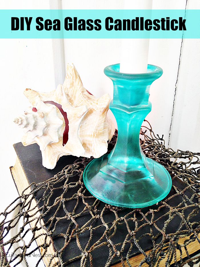 DIY Sea Glass Candlestick