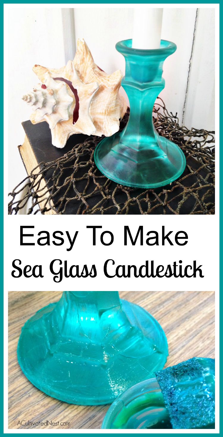 DIY Sea Glass Candle Holder + Sunset Beach Date Idea