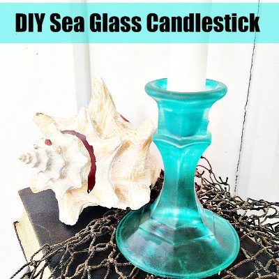 DIY Sea Glass Candlesticks