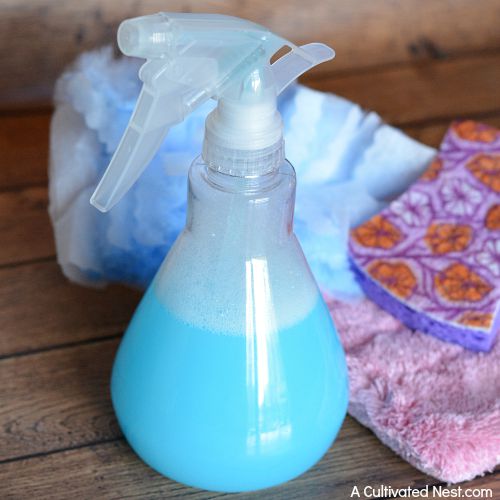 20 DIY Cleaning Sprays to Make At Home- Save money and clean your home naturally with these easy DIY cleaning sprays! It's so easy to make effective homemade cleaners! | #homemadeCleaners #diyCleaners #frugalLiving #saveMoney #ACultivatedNest