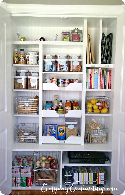 Pretty pantry organization ideas- shelves and drawers