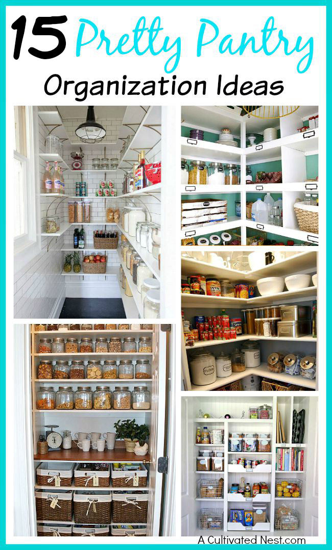 15 Pretty Pantry Organization Ideas- Transform your pantry into a stunning space with these inspiring pantry organization ideas. From stylish storage containers to clever labeling techniques, discover the secrets to creating a functional and visually appealing pantry! | #pantry #organization #organizingTips #organize #ACultivatedNest