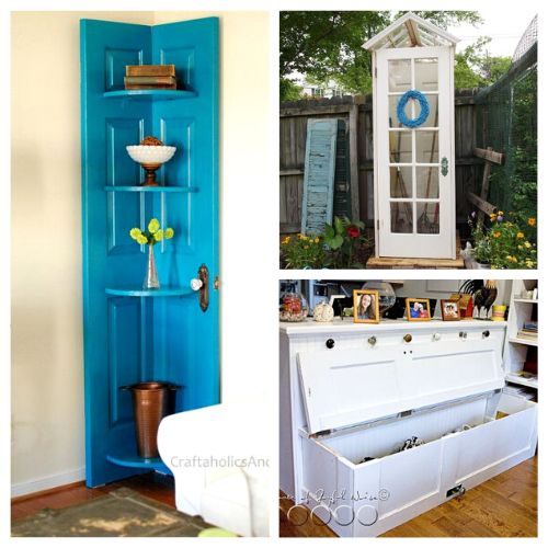 15 Creative Upcycled Door DIY Projects- Don't throw out old doors! There are so many useful and pretty upcycled door DIY projects you could make! You can make a DIY table, bookcase, and more! | repurpose old doors, reuse old doors, #upcycling #diyProject #diy #upcycle #ACultivatedNest
