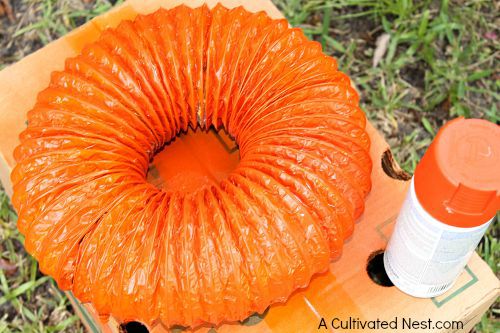 Easy DIY dryer vent pumpkin wreath