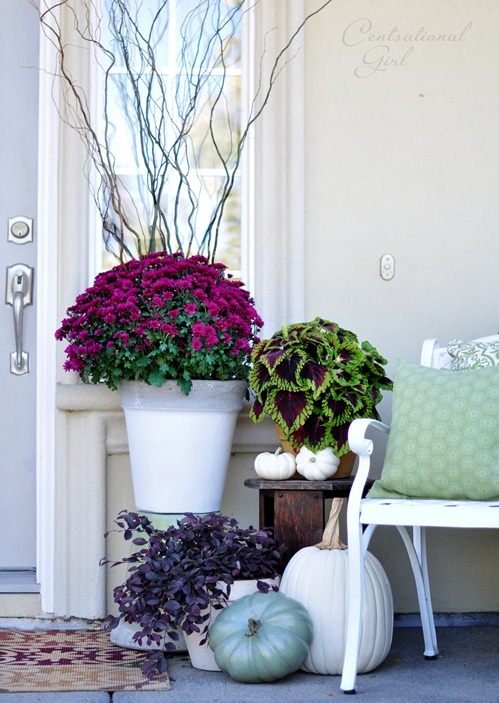 Vibrant Purple Porch- Unsure how to decorate your front porch for autumn? Take a look at these 15 fabulous fall front porch ideas and be inspired! | #fall #porchDecor #decorating #fallDecor #ACultivatedNest