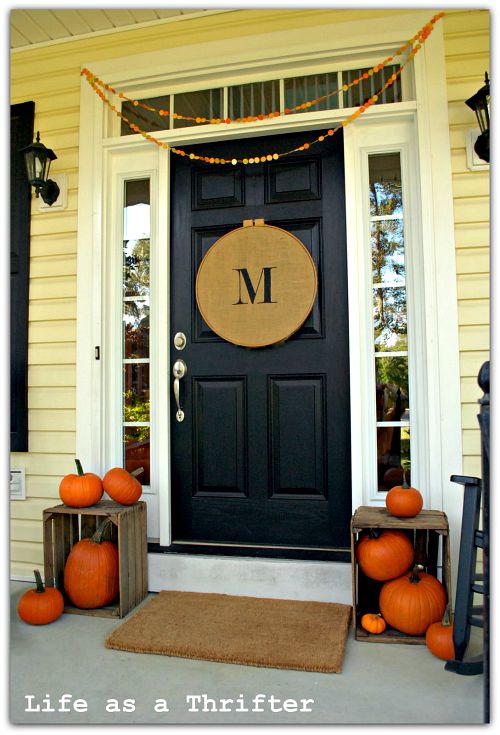 Pumpkin Fall Front Porch- Unsure how to decorate your front porch for autumn? Take a look at these 15 fabulous fall front porch ideas and be inspired! | #fall #porchDecor #decorating #fallDecor #ACultivatedNest