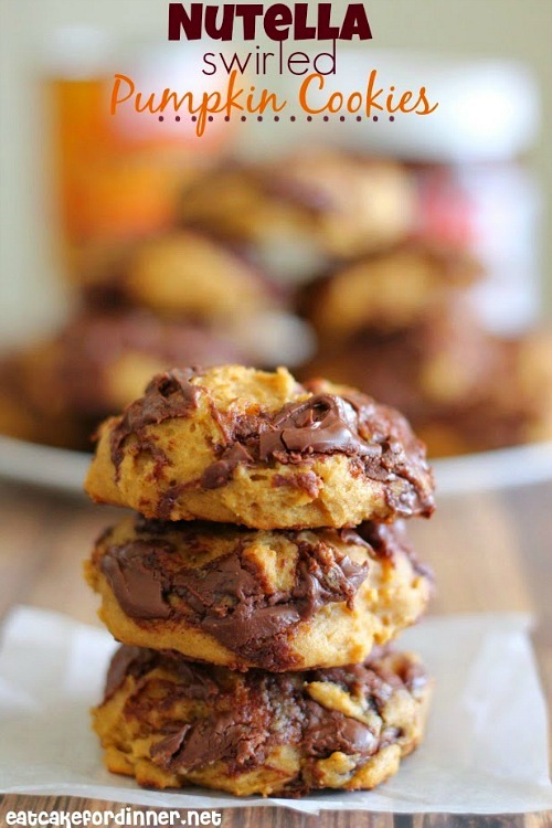 Nutella Swirled Pumpkin Cookies