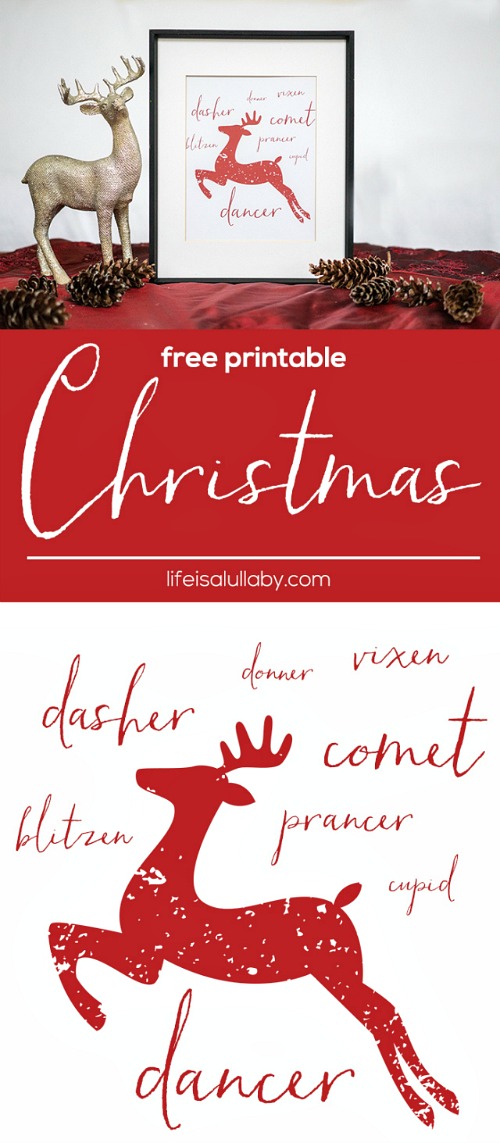 Reindeer Free Printable Christmas Art