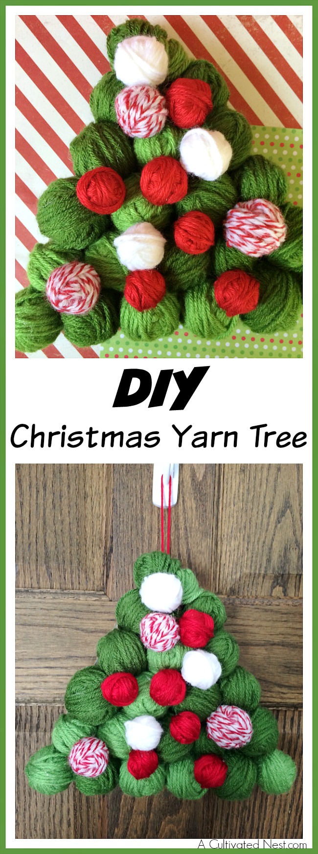 Want to decorate your home with more Christmas tree shaped decorations? Then you've got to make this adorable DIY Christmas yarn tree!