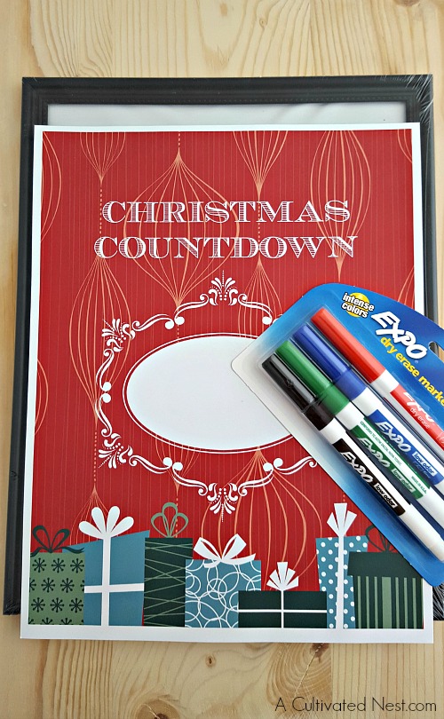 DIY dry erase Christmas countdown with free printable