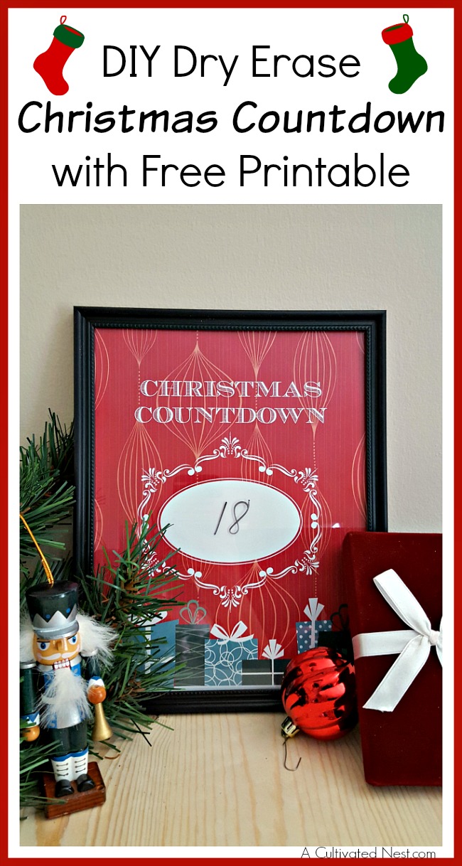 DIY Dry Erase Christmas Countdown with Free Printable