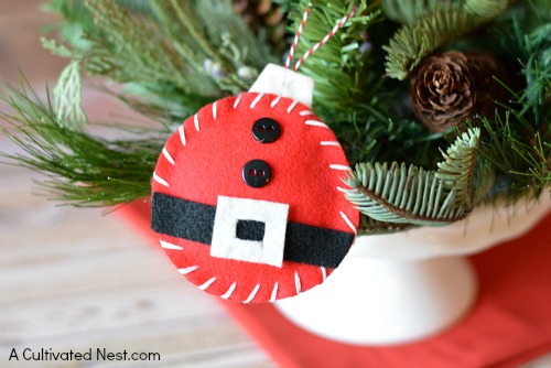 DIY Felt Santa Ornament