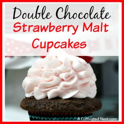 Double Chocolate Strawberry Malt Cupcakes
