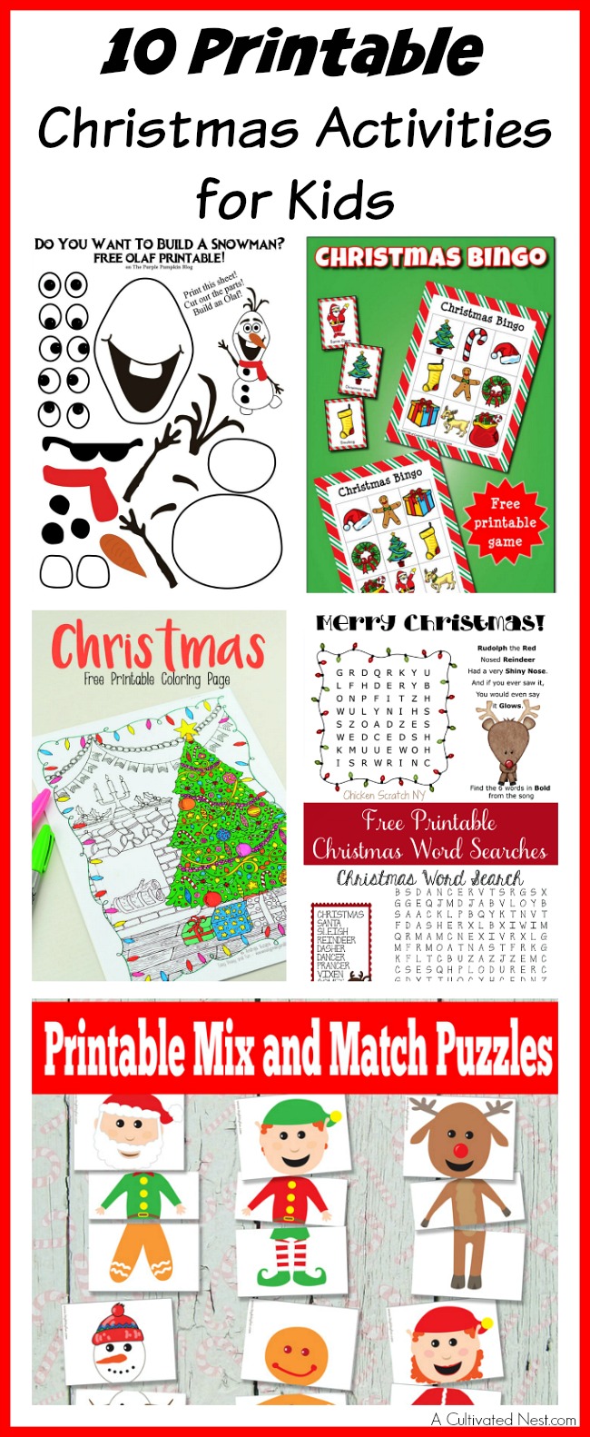 Christmas is nearly here! Help keep your kids busy until the big day with these 10 free printable Christmas activities for kids!