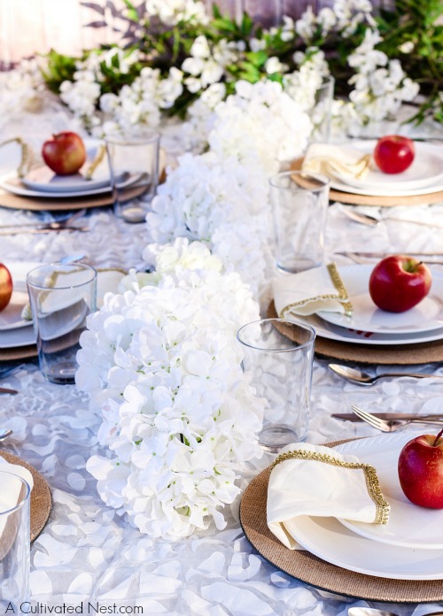 All-White Thrifty Tablescape for Under $20