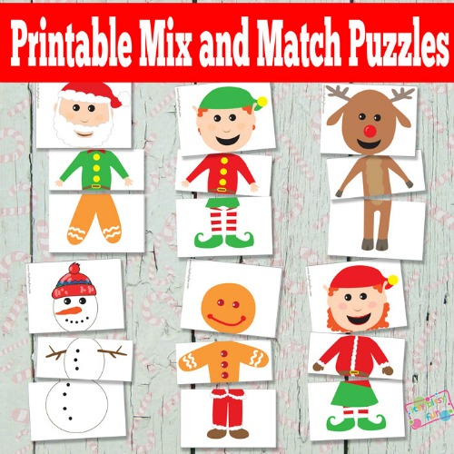 Christmas Mix and Match Puzzles Printable