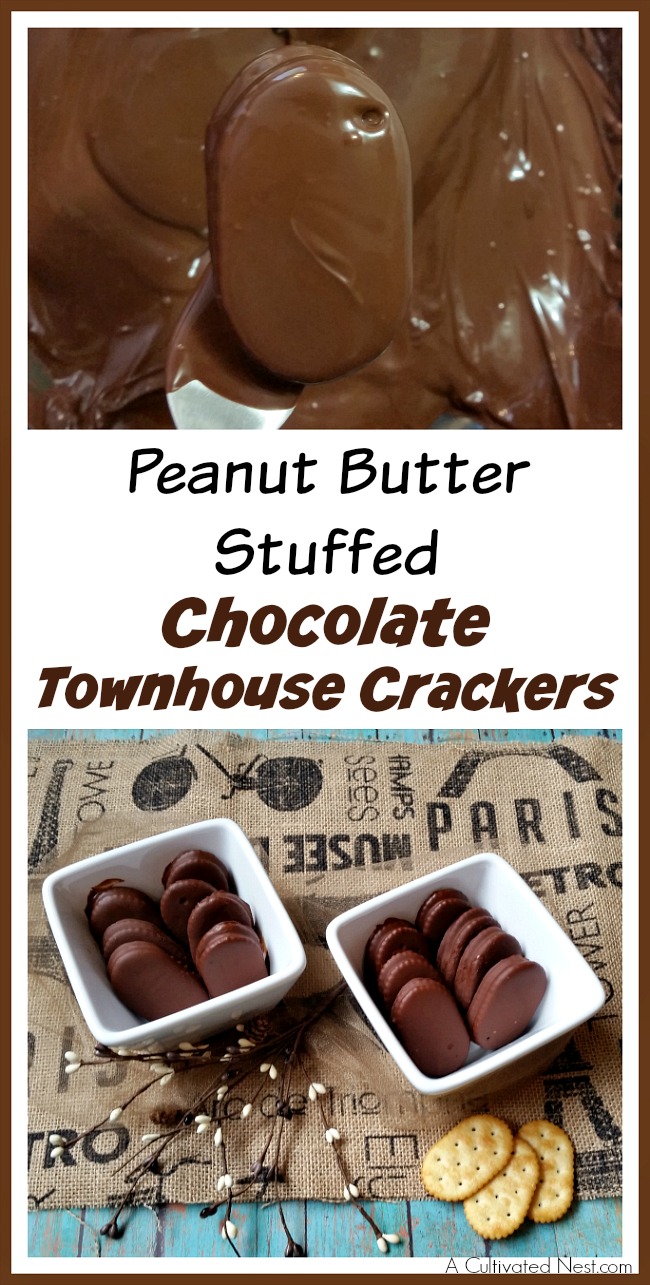 Peanut butter stuffed chocolate Townhouse crackers
