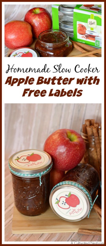 Homemade Slow Cooker Apple Butter with Free Labels