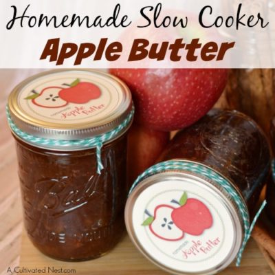 Homemade Slow Cooker Apple Butter with Free Labels
