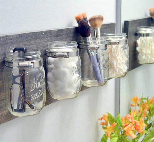 30 Mind Blowing DIY Mason Jar Organizers You'll Want To Make Right Away   Diy kitchen shelves, Kitchen shelves organization, Mason jar organization