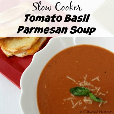 Slow Cooker Tomato Basil Parmesan Soup