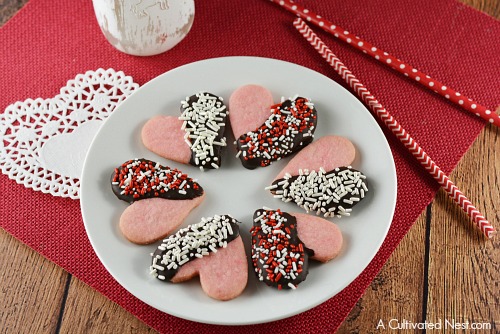 Valentine's Day chocolate-dipped shortbread cookies