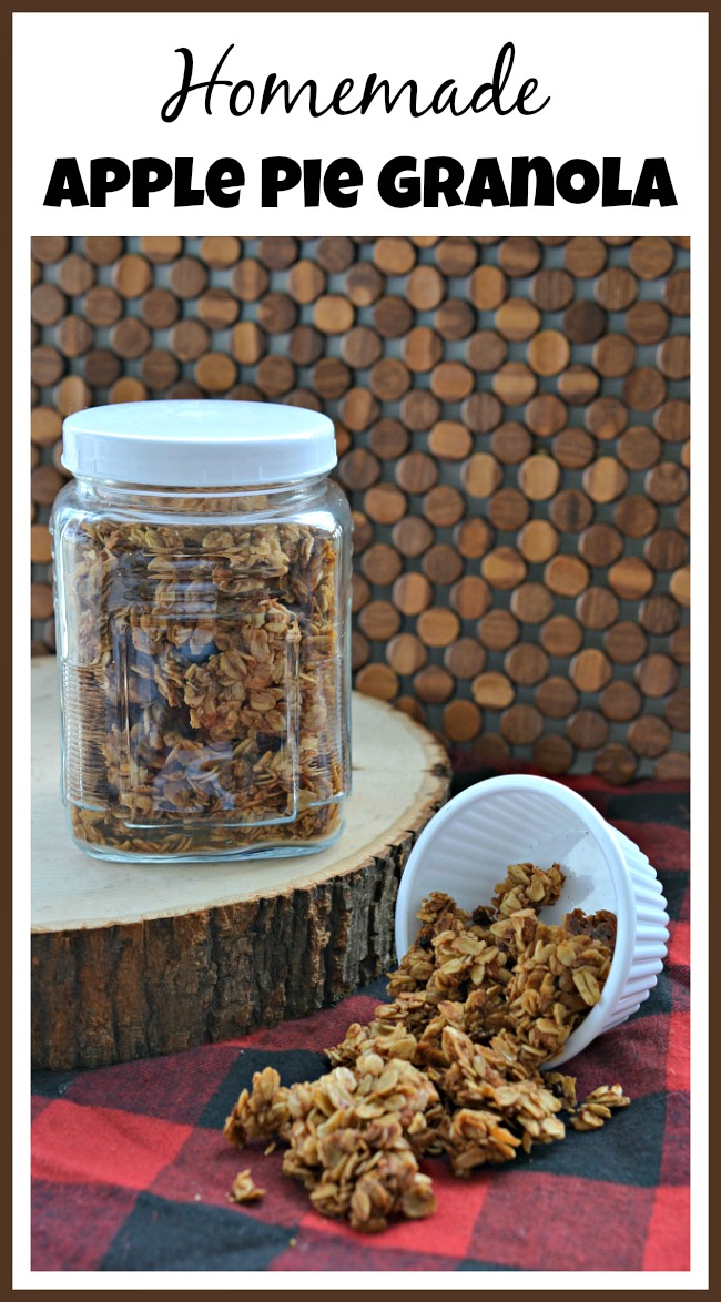 This homemade apple pie granola is so flavorful! It's also really easy and inexpensive to make, making it a perfect frugal recipe!