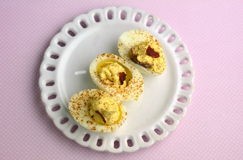 Cream cheese and bacon deviled eggs