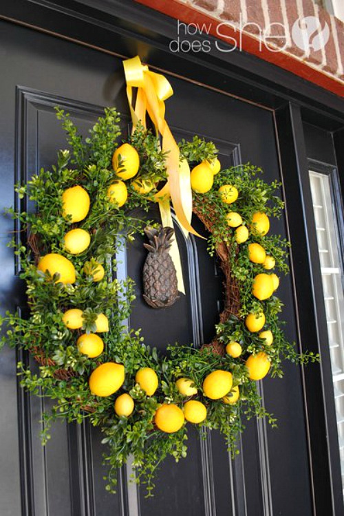 DIY Spring Wreath with Lemons