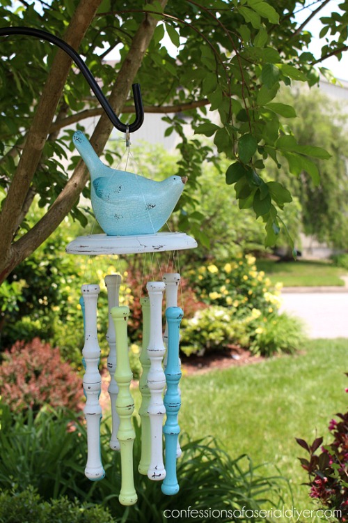 Easy Repurposed Antique Chair Spindle Wind Chimes - Interior Frugalista