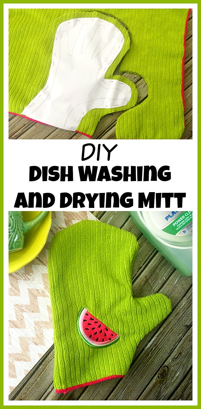 Make your dish washing faster and easier with this DIY dish washing and drying mitt! It's very inexpensive and easy to make!