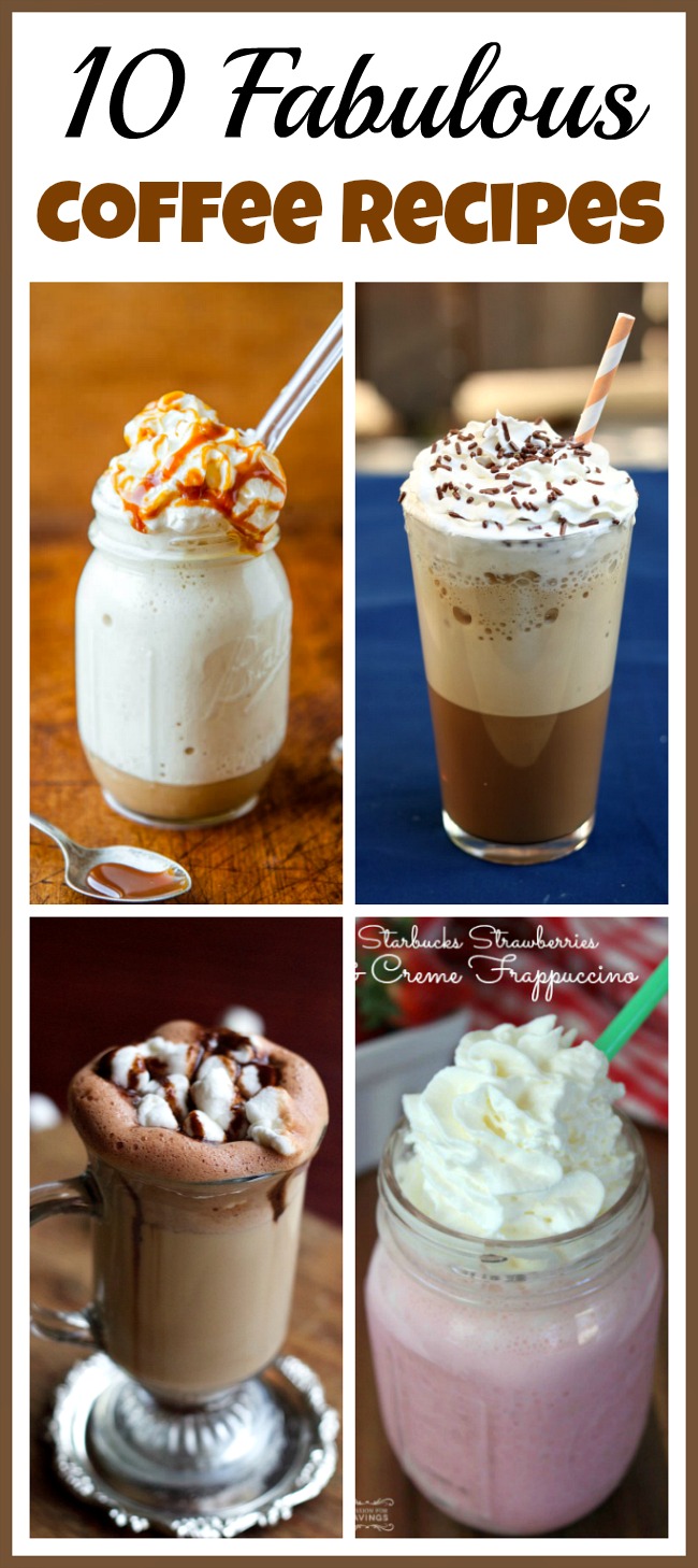 If you love drinking fancy coffees, you can save a lot of money by making your own instead of going to a coffee shop! Check out these 10 fabulous coffee recipes!