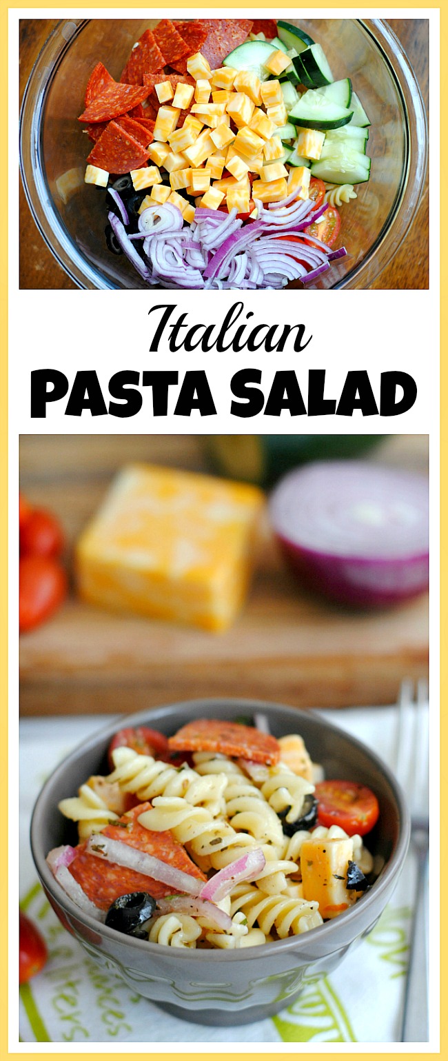 During the hot summer the last thing you want to do is turn on a hot oven! For a delicious chilled lunch or dinner, try making this Italian pasta salad!