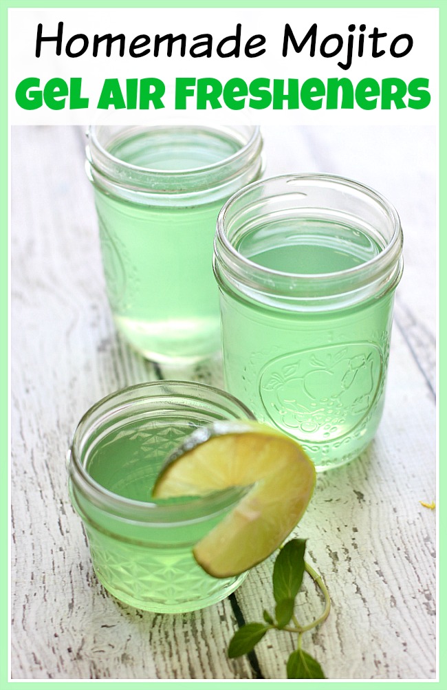 Many traditional air fresheners contain hazardous ingredients. Be safe and make your home smell great by making these homemade mojito gel air fresheners!