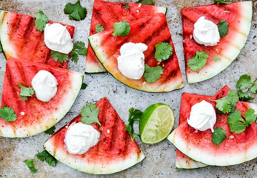 Spicy Grilled Watermelon with Crème Fraîche