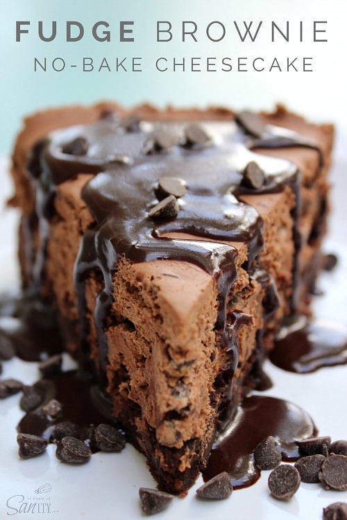 10 Scrumptious No-Bake Desserts- Fudge Brownie No-Bake Cheesecake