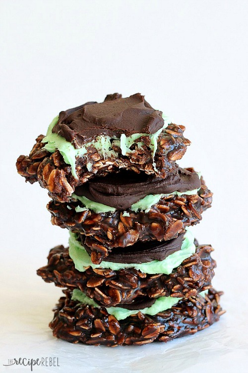 10 Scrumptious No-Bake Desserts- Fudgy Mint Chocolate No-Bake Cookies