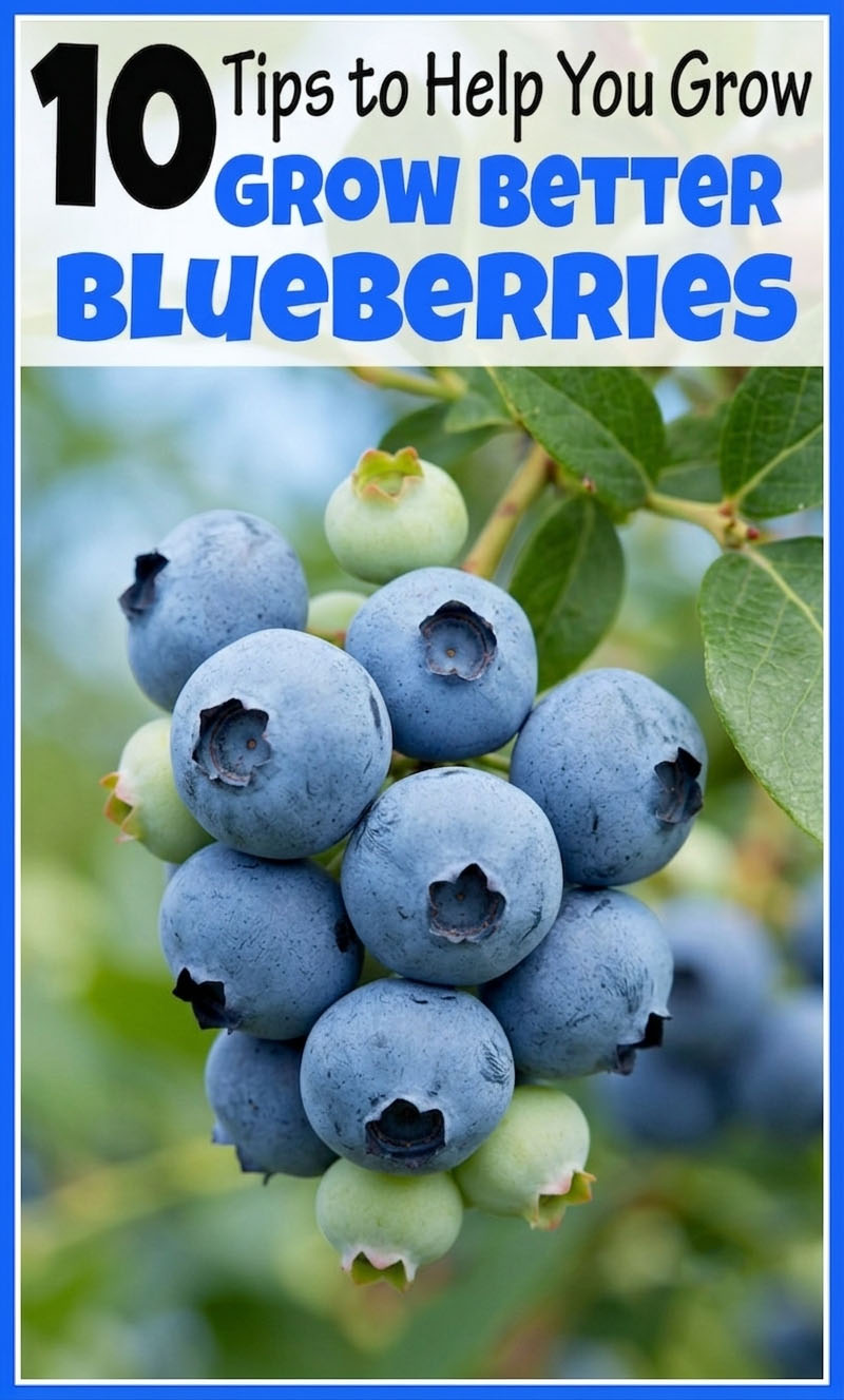 10 Tips to Help You Grow Better Blueberries- Want to grow plump, juicy, and sweet blueberries right in your backyard? Stop wasting money on expensive grocery store berries that don't even taste good! These easy tips cover everything from matching the perfect acidic soil pH to watering correctly, preventing bird theft, and pruning for a huge harvest year after year. | #BlueberryBush #GrowingBlueberries #BackyardGarden #HomegrownFood #ACultivatedNest 10 Tips to Help You Grow Better Blueberries- Want to grow plump, juicy, and sweet blueberries right in your backyard? Stop wasting money on expensive grocery store berries that don't even taste good! These easy tips cover everything from matching the perfect acidic soil pH to watering correctly, preventing bird theft, and pruning for a huge harvest year after year. | #BlueberryBush #GrowingBlueberries #BackyardGarden #HomegrownFood #ACultivatedNest