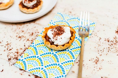 Mason Jar Lid Mini Banoffee Pies- If you've never tried making Mason jar lid desserts, then you're missing out! They're delicious, and the perfect size for party treats!