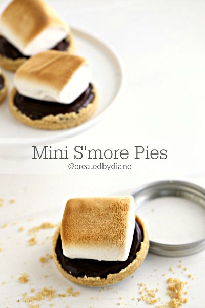 Mini S'more Pies- If you've never tried making Mason jar lid desserts, then you're missing out! They're delicious, and the perfect size for party treats!