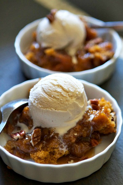 Pumpkin Pecan Cobbler- Not only are pumpkins full of healthy nutrients, but they're also really tasty! This fall, try some of these pumpkin dessert recipes! | #dessert #pumpkin #recipes #pumpkinRecipes #ACultivatedNest