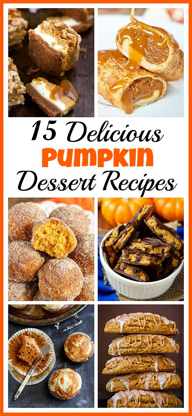 15 Delicious Pumpkin Dessert Recipes- If you want the perfect fall treat, make one of these pumpkin dessert recipes! Not only are pumpkins full of healthy nutrients, but they're also really tasty! | #desserts #fallRecipes #recipes #pumpkinDesserts #ACultivatedNest